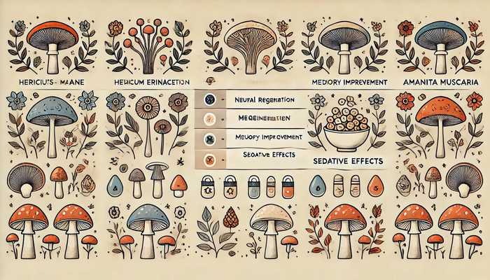 Lion's Mane og Amanita: Medicinske fordele og forskelle