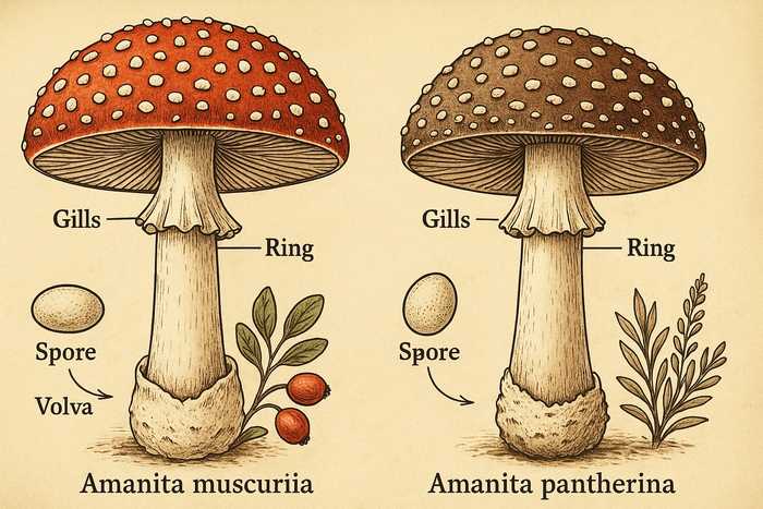 Kırmızı ve panter sinek mantarı arasındaki farklar
